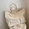 Designer de sacola de lona sobrecarregada casual Bolsas para mulheres grandes bolsas de ombro grandes bolsas de compras chiques Feminino 2021 G220429