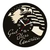 Wall Clocks Bald Eagle God Bless America Clock Living Room Decor Watch USA Flag Haliaeetus Leucocephalus Silent Non-ticking ClockWall Clocks