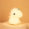LED GECE Işık Unicorn Kedi Işık 7 Renk Silikon Pat Lamba Anime Lamba Çocuklar İçin Anne Kız Hediye Bebek 220727