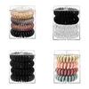 4 pc's/doos Telefoon Draad Elastische haarbanden voor vrouwen Girls Transparante spiraalvormige rubberen bands Scrunchies Hair Ties Gum Accessoires AA220323