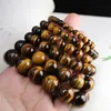 Bangle Tiger Eye Beaded Bracelets 8mm Handmade Reiki Healing Meditation Bangles Elastic Rope Natural Stone FengShui Couple JewelryBangle Ken