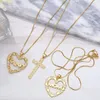 Pendant Necklaces Gold Chain Letter MAMA MOM Heart Necklace Copper Zircon White Stone Cross Mother Jewelry Gift Nkeb033Pendant