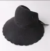 Foldable Shading Cap Women's Summer Hollow Breathable Wide Brim Hat Bow Straw Caps Party Hats by sea GCB14963