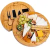 Kitchen Tools Bamboo Cheese Board and Knife Set Round Charcuterie Boards Swivel Meat Platter Holiday Housewarming Gift GCE13452