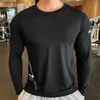 Camisa deportiva para correr de alta calidad Hombres Fitness Compresión Manga larga Ropa superior Cuello redondo Swearshirt Male Rash Guard Wicking 220520