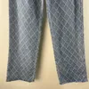 2022 Damskie dziewczęta 100% bawełniane spodnie dżinsy z literami Diamond Wzór Diamentu Wysokiej klasy Milan Runway swobodne marszarnie