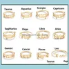 Ringos de banda jóias ajustáveis ​​12 constelações anel de carta para mulher abrindo casamento de aço inoxidável