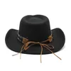 Berets styl etniczny zachodnie kowbojskie kapelusze mężczyźni fedora czapka dla kobiet solidna kolor filc jazz czapki cowgirl panama cap sombreros de vaqueroberets my
