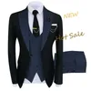 Costumes pour hommes Blazers Style de mode toilettage smoking costume masculin boutique élégant gentleman hommes vêtements 3 pièces ensemble robe de mariée d'invité de luxe