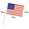 American Flag Hand Waving Flags Polyester Festive USA Independence Day US Garden Flags Banner med flaggstång