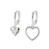 Silver Color Hoop Earring Asymmetry Heart Charm Studs örhängen för Women Girl's Charm Party Jewelry Accessories GC1190