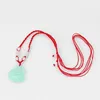 Pendant Necklaces 1pcs Chinese Oriental Green Lucky Buddha Stone Charm Bead Red Thread NecklacePendant Sidn22