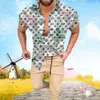 Projektant męskie koszule na co dzień 3XL modny nadruk z krótkim rękawem letnia koszula hawajska Slim Fit odzież męska koszulka kardigan bluzka koszula