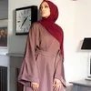 무슬림 드레스 ABAYAS 여성 민족 의류 ABAYA DUBAI TURKE 이슬람 의류 Kaftan Robe Longue Femme Musulmane veldidos Largos 캐주얼 V- 넥 보트 목 A- 라인