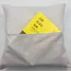 Blank Sublimation Pocket pillow cover linen polyester beige square pillowcase sofa throw Envelope cushion cover custom