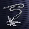 Colares pendentes Pingentes de Eagle Hawk para homens Color de prata dourada fria 316L Aço inoxidável Hip Hop Rock judeu com 60 cm de link ChainPenda G