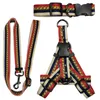 Modevarumärkeshundkrage och kopplar Set Designer Dog Harness Leash Seat Belts Classic Letters Pet Collar For Small Medium Large 5535336