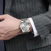 Fashion Mäns Luxury Tre-Eye Steel Band Stainless Quartz Watch Business Clock