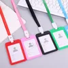 Colorful Sided ID Card Holders Business Card Files Holder Transparent Plastic Student Employees Cards Cover With Lanyard BH7010 TYJ