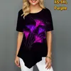 T-shirt femminile estate femminile stampato traspirato a collo rotondo rotondo 3d fiori a due colori a punta Swing a maniche corta donna Simple Style x
