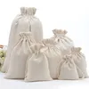 Handmade Muslin Cotton Drawstring Packaging Gift Bags for Coffee bean Jewelry Pouch Storage Wedding Favors Rustic Folk Christmas 220427