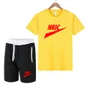 Summer Casual Męska T-shirt Dres Suit Luksusowy Marka Krótki Rękaw Zestaw Drukowane Bawełniane Koszule Jogging Spodnie dresowe Mężczyzna Sportswear