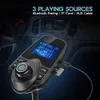 Nulaxy Bluetooth Car FM Transmitter Audio Adapter Receiver Wireless Handsfree Voltmeter Car Kit TF Card AUX 1.44 Display - KM18 Black Matte