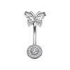 Crystal Belly Button Ring 14G Butterfly Belly Piercing Ombligo Oreja Steel Lange Dangle Flower Navel Rings Sexy Lichaam Sieraden