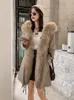 Dames bont faux mode hoogwaardige echte kraagjas luxe rex vrouwelijk jas dikker warme vrouwen jassen parkas zjt375