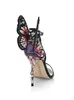 2022 여성용 특허 가죽 하이힐 버클 로즈 솔리드 나비 장식 장신구 소피아 웹스터 샌들 신발 화려한 크기 34-42