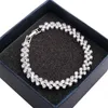 Bracelets de mariage Bijoux de luxe Or blanc 18 carats Remplissage rond Coupe Topaze blanche CZ Diamant Pierres précieuses Fête Femmes Promise Bracelet Pour Amant Cadeau