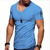 Camisas casuais masculinas de manga curta muscular tshirts moda treino cabido musculação camiseta superior atlético ginásio simples camisas plus size s57180000