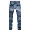 2023 Men's Jeans man Moto Denim Men Fashion Brand Designer Ripped Distressed Joggers Washed Pleated motorcycle Jeans Pants Black Blue