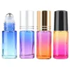 Gradient Color Glass Bottle Perfume Butelka wałka z olejem eterycznym ze stali nierdzewnej Kulki w rolce pojemnika do użytku domowego