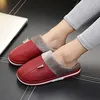 Slippers hoogwaardige herenleer Big Size Warm Home Winter Slipper voor mannen Waterdicht platform Cozy Women