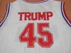 XFLSP USA دونالد ترامب # 45 كرة السلة جيرسي التذكارية الطبعة اللون الأبيض اللون رمي كرة السلة