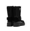 Popular Brands Monolith Brushed Leather Ankle Boots Men Nylon Combat Boot Chunky Lug Sole Platform Booties Comfort Walking Black EU35-40