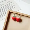 Clip-on & Screw Back Korean Temperament Simple Sweet Lovely Strawberry Fruit Earrings Resin Acrylic Red No Piercing Clip On WomenClip-on