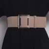 Ceintures boucle carrée ceinture élastique en cuir de vachette pour femmes tout-match cuir de vache taille réglable femme Corset Cinture sangle ceinturesceintures