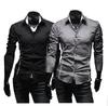 Chemises pour hommes New Mens Slim Fit Casual Robe Shirts Couleur: noir, gris, blanc