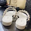 Women's Pearl Flip-flop Sandals Spring and Summer New Woven Thick Soft Bottom Slippers Luxury Flip-flops Shoes