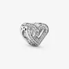 Andy Jewel 925 Sterling Silver Pärlor Sparkling Freehand Heart Charms passar Europeiska Pandora Style Jewelry Armband Halsband 798692C01