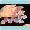 Konst och hantverk Arts Gifts Home Garden Natural Rose Quartz Heart Shaped Crystal Carved Palm Love Healing Gemstone Lover Gife Stone Gems Dro