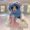 Berets Trendy Women Plush Hats Gloves Scarf 3in1 Suit Cartoon Ear Shape Warmth Cap Adults Winter Hat For Teenagers