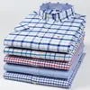 Camicie in cotone con marchio da uomo manica corta estiva taglie forti plaid a righe uomo business casual bianco vestibilità regolare 220401