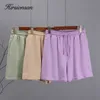 Hirsionsan – ensemble deux pièces en coton doux pour l'été, t-shirt et short à taille élastique, pantalon ample et solide, survêtement décontracté, 220613
