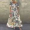 Vintage bloemen lange jurk vrouwen zomer elegante casual katoenen linnen damesjurken boho strand maxi jurk vakantie feestvestidos 220525