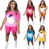 Traccettaci di design Women Women Set Two Piece Summer Tie Dye Stampa Outfit Cash Shorts Shorts Sport Sport Suit Fashion O-Neck K260