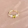 Alyans Moda Sonsuzluk Yüzüğü Narin Zeytin Yeşil Zirkon Minimalist Altın Takı Kadınlar Nişan Sevgililer Günü hediyesi