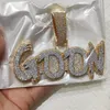 New Trendy Gold Plated Bling Iced Out CZ Stone DIY Nome personalizado Colar de carta com 3 mm 24 polegadas Cadeia de corda para homens Mulheres